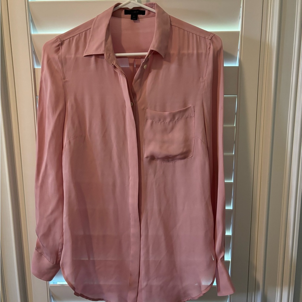 J crew silk pink shirt